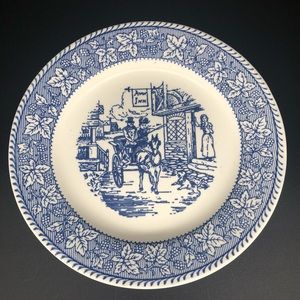 Homer Laughlin Stratford Shakespeare Country Blue Avon Inn Dessert Plate 7.38”